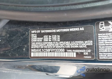 2015 BMW X1 xDrive28I из США, поврежденный, VIN WBAVL1C58FVY33368